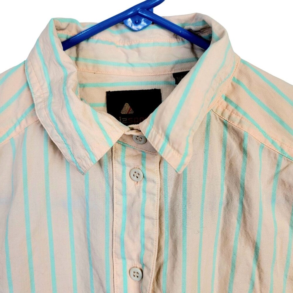 Liz Claiborne Vintage 80s Shirt Women Medium 8 10 Button Collar Top Peach Mint M